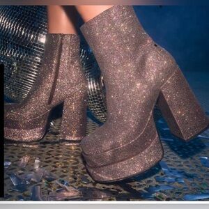 Steve madden COBRA chunky platform GLITTER MULTI booties‎ size 10 brand new